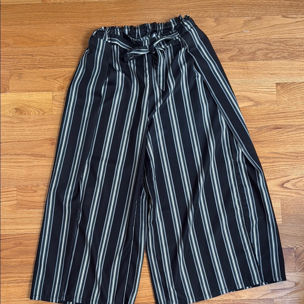 Amazon Black and White Striped Wide Leg Pants
